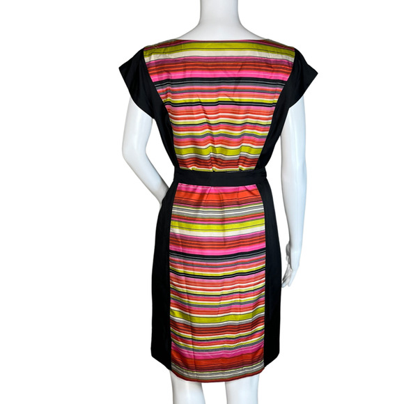 Banana Republic Dress Womens‎ 6 Black Multi Striped Panel Dress Sheath Colorful - Picture 4 of 8